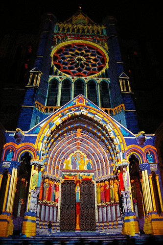 Chartres illuminated.
